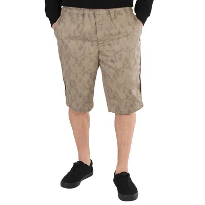 COMME DES GARÇONS MEN'S KHAKI ELASTICISED FLORAL PRINT SHORTS