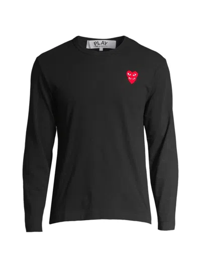 Comme Des Garçons Men's Play Double Heart Long-sleeve T-shirt In Black