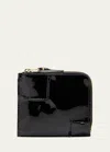 Comme Des Garçons Men's Reversed Hem Patent Zip Wallet In Black - 1