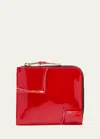 Comme Des Garçons Men's Reversed Hem Patent Zip Wallet In Red - 2