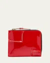 Comme Des Garçons Comme Des Garcons Wallet Zip Around Patent Leather Wallet With Zipper In Red