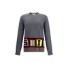 Comme Des Garçons Bold Intarsia Knit Sweater With Cuffed Sleeves In Gray