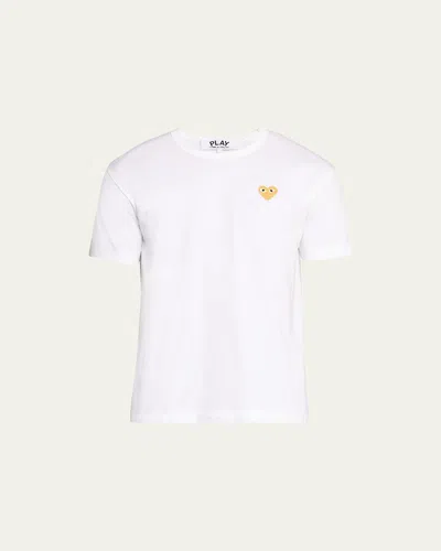 Comme Des Garçons White Crewneck Embroidered Logo T-shirt