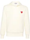 Comme Des Garçons Logo Cotton Hoodie With Drawstring Hood In White