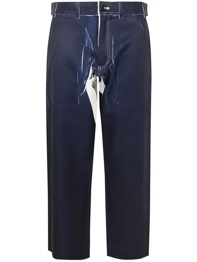 Comme Des Garçons Woven Trousers Featuring Belt Loops In Blue