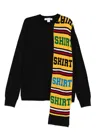 Comme Des Garçons Asymmetrical Color Block Knit Sweater In Black