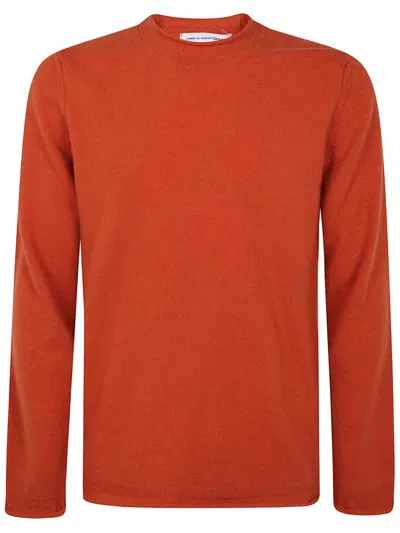 Comme Des Garçons Knitted Crew Neck Long Sleeve Shirt In Red