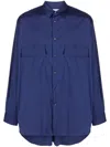 Comme Des Garçons Button-down Collar Long Sleeve Shirt With Pockets In Blue