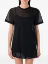 Comme Des Garçons Asymmetric Nylon Mesh T-shirt In Black
