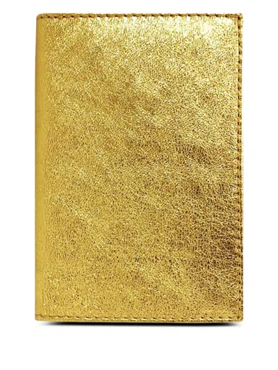 Comme Des Garçons Metallic-leather Card Case In Gold