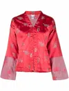 Comme Des Garçons Metallic Thread Floral Jacket In Rot