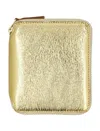 Comme Des Garçons Zipper Compact Wallet With Gold Finish
