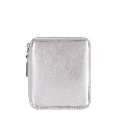 Comme Des Garçons Metallic Zip Wallet In White