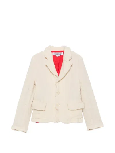 Comme Des Garçons Metallic-thread Ruffled Jacket In Neutral