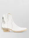 Comme Des Garçons Mexicana Ankle Boots Textured Stitching Wooden Heel In White