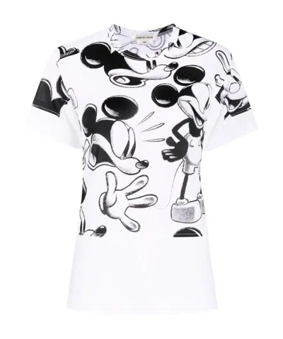 Comme Des Garçons Mickey Mouse Printed T-shirt In White