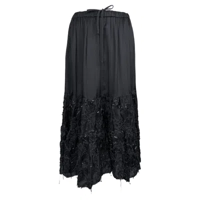 Pre-owned Comme Des Garçons Mid 2000's Comme Des Garcons Black Maxi Skirt With Sequin Appliqué