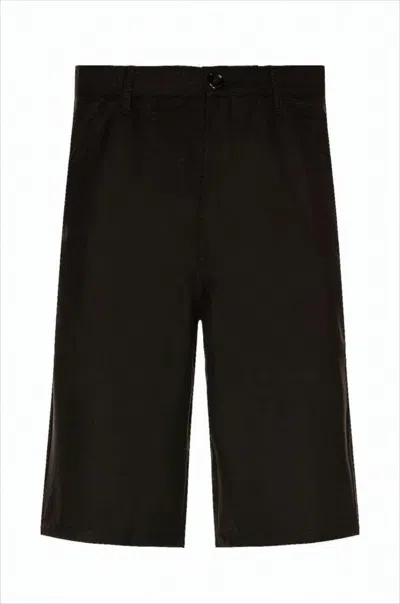 Comme Des Garçons Mid-thigh Length Minimalist Shorts With Patch Pockets In Black