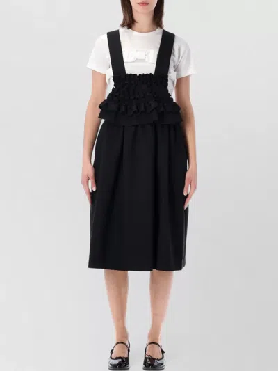 Comme Des Garçons Midi Salopette Dress Cross Back Straps In Black