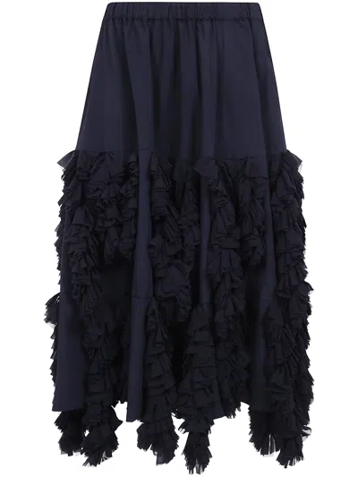 Comme Des Garçons Midi Skirt Polyester Broad Thick In Black
