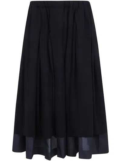Comme Des Garçons Midi Skirt Polyester Tropycal In Black