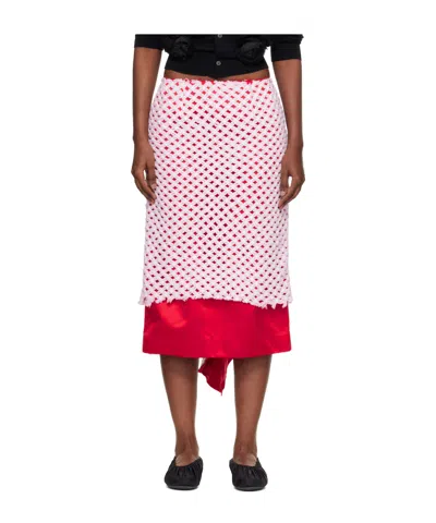 Comme Des Garçons Mid-length Skirt With Woven Tulle Mesh In Pink