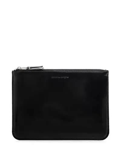 Comme Des Garçons Mirror-inside Logo-print Leather Wallet In Black