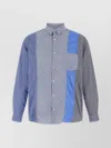 Comme Des Garçons Patchwork Patterned Cotton Poplin Shirt With Fringed Hem In Multi