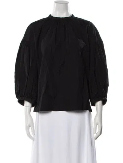 Pre-owned Comme Des Garçons Mock Neck Three-quarter Sleeve Blouse In Black
