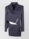 Comme Des Garçons Modern Cut-out Check Pattern Jacket In Blue