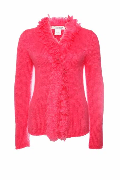 Comme Des Garçons , Mohair Vest With Safety Pin In Fluorescent Pink In Size S. In Black