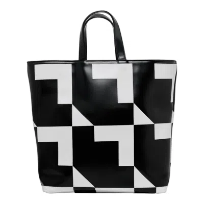 Comme Des Garçons Geometric Monochrome Tote In Multi