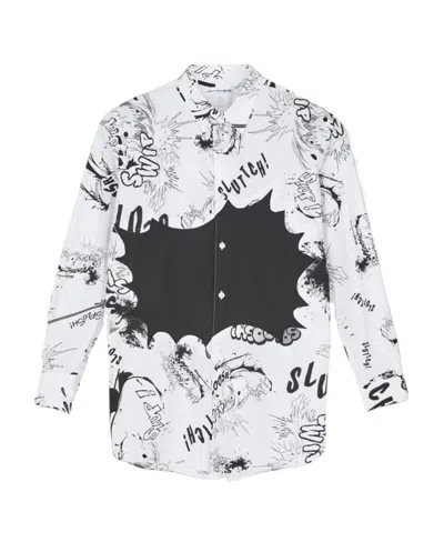 Comme Des Garçons Mosaic Printed Shirt In White