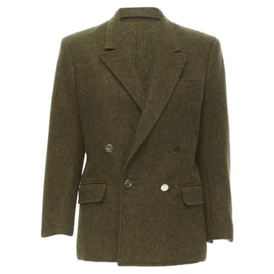 Pre-owned Comme Des Garçons Comme Des Garcons Moss Brown Wool Felt Double Breasted Blazer In Green