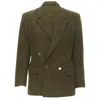 Comme Des Garçons Comme Des Garcons Moss Wool Felt Double Breasted Blazer In Green