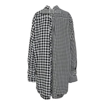Comme Des Garçons Multi Check Buckled Blouse In Black
