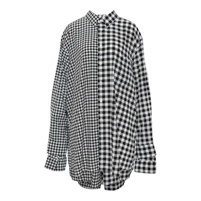 Comme Des Garçons Multi Check Buckled Blouse In Black