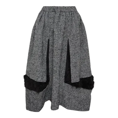 Comme Des Garçons Multi Fabric Puff Skirt In Silver