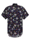 Comme Des Garçons 'graphic Print' Short Sleeves Shirt With Front Pocket In Multicolor