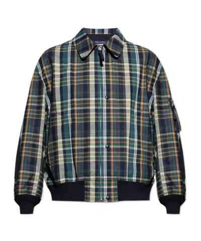 Comme Des Garçons Multicolor Checked Jacket In Red
