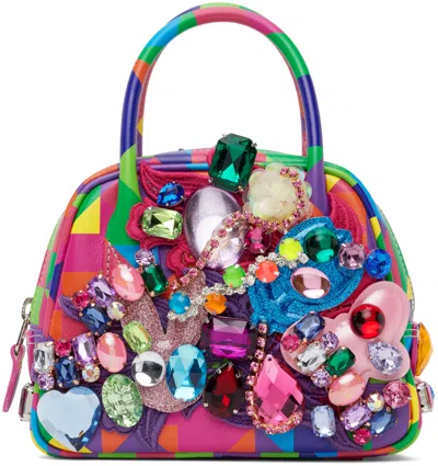 Comme Des Garçons Multicolor Crystal-cut Bag In Red