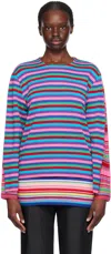 Comme Des Garçons Stripe Double Layer Wool Top In 1 Multi