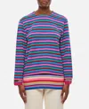 Comme Des Garçons Stripe Double Layer Wool Top In Multicolor