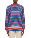 Comme Des Garçons Multicolor Striped Sweater With Double Layer Effect In Multi
