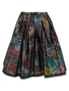 Comme Des Garçons Pleated Graphic Print Midi Skirt In Multicolor