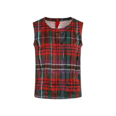 Comme Des Garçons Multicolor Tartan Pleated Top