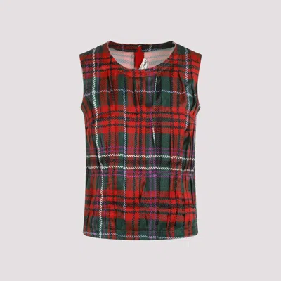 COMME DES GARÇONS MULTICOLOR TARTAN PLEATED TOP