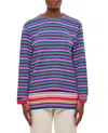 Comme Des Garçons Stripe Double Layer Wool Top In Multi