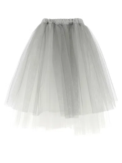 Comme Des Garçons Multilayered Asymmetric Tulle Skirt With Side Pockets In White