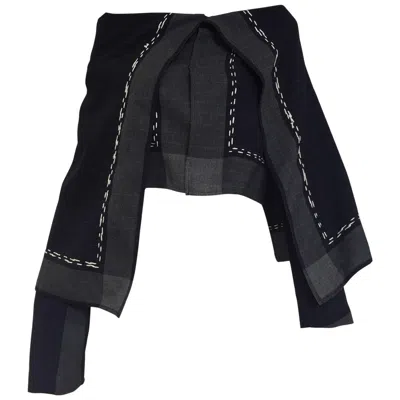Pre-owned Comme Des Garçons Comme Des Garcons Navy Blue And White Pin Striped Deconstructed Jacket